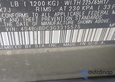 2016 Subaru Outback 2.5I Premium z USA, uszkodzony, nr VIN 4S4BSBDC3G3315575